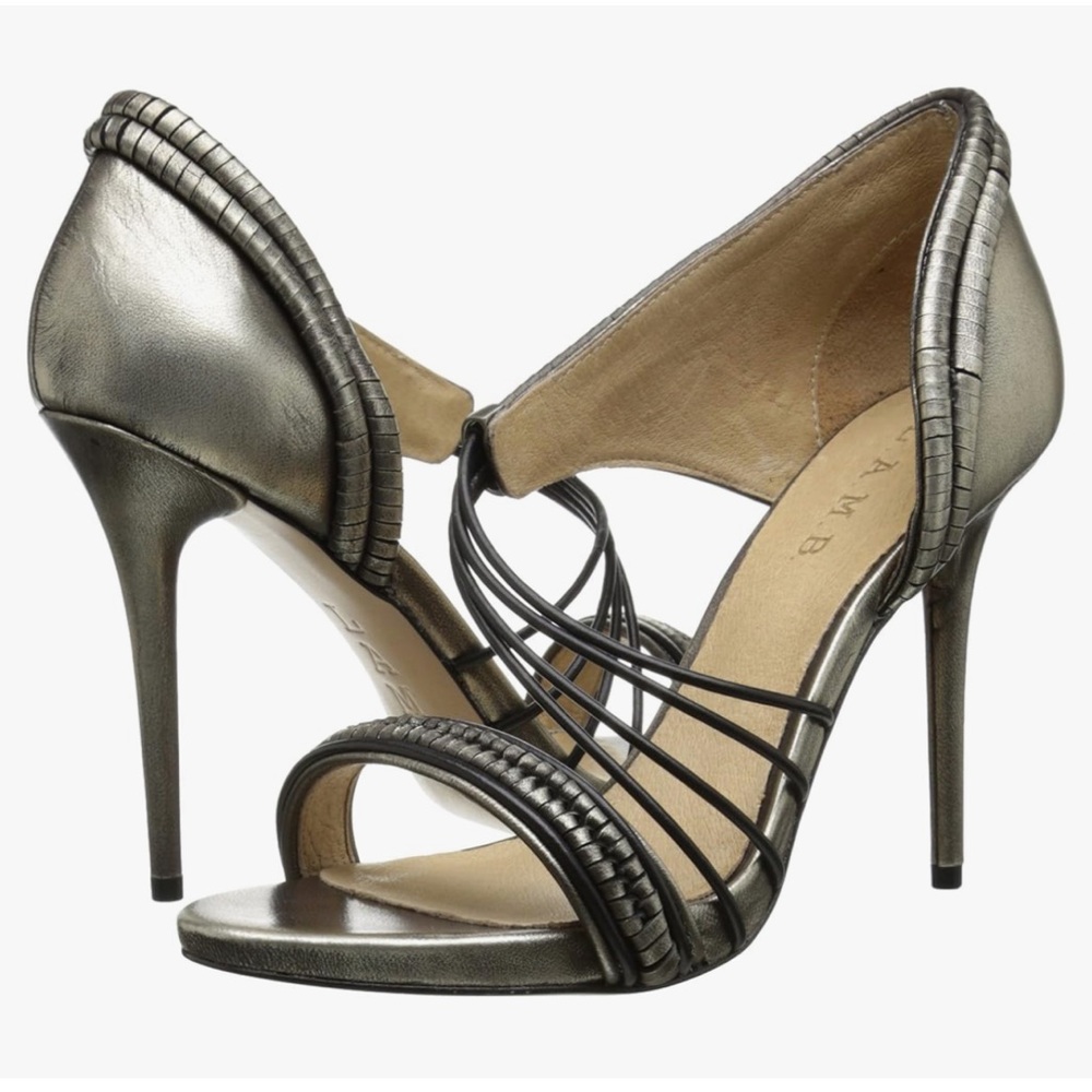 L.A.M.B. LAMB Women's Karoline Strappy Stiletto Heels Gunmetal size 10 M Y2K - Picture 2 of 16